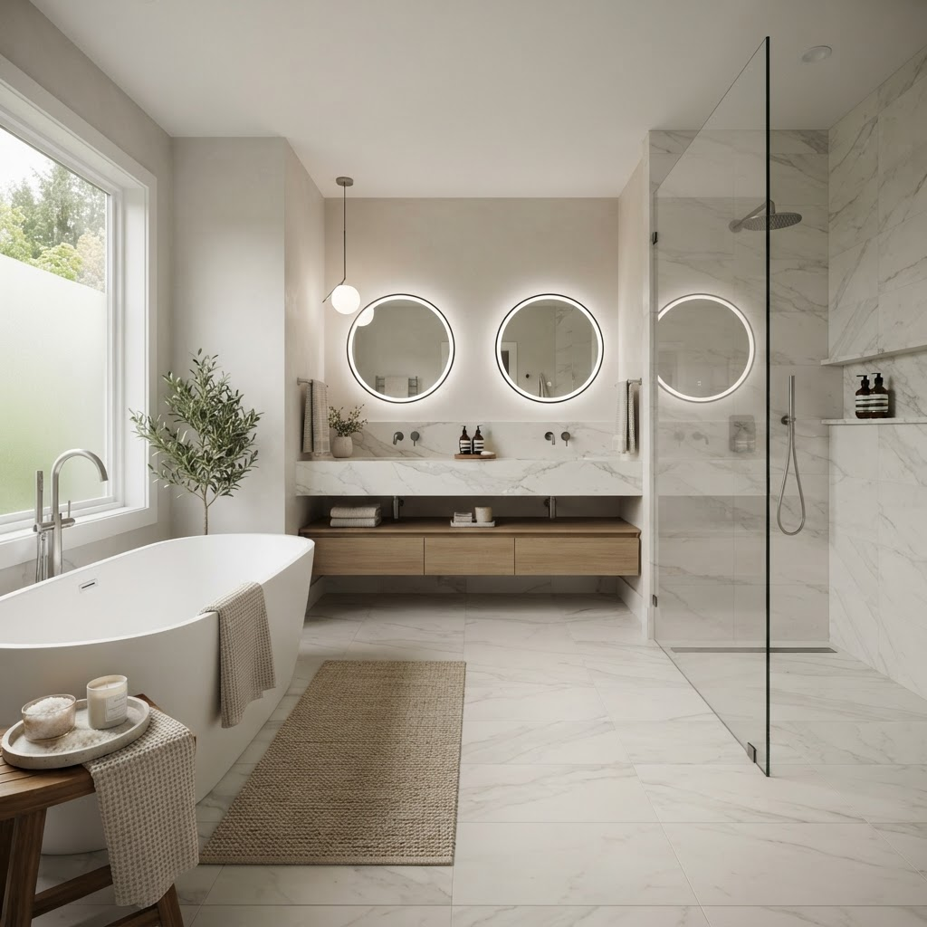 Modern spa ensuite after renovation