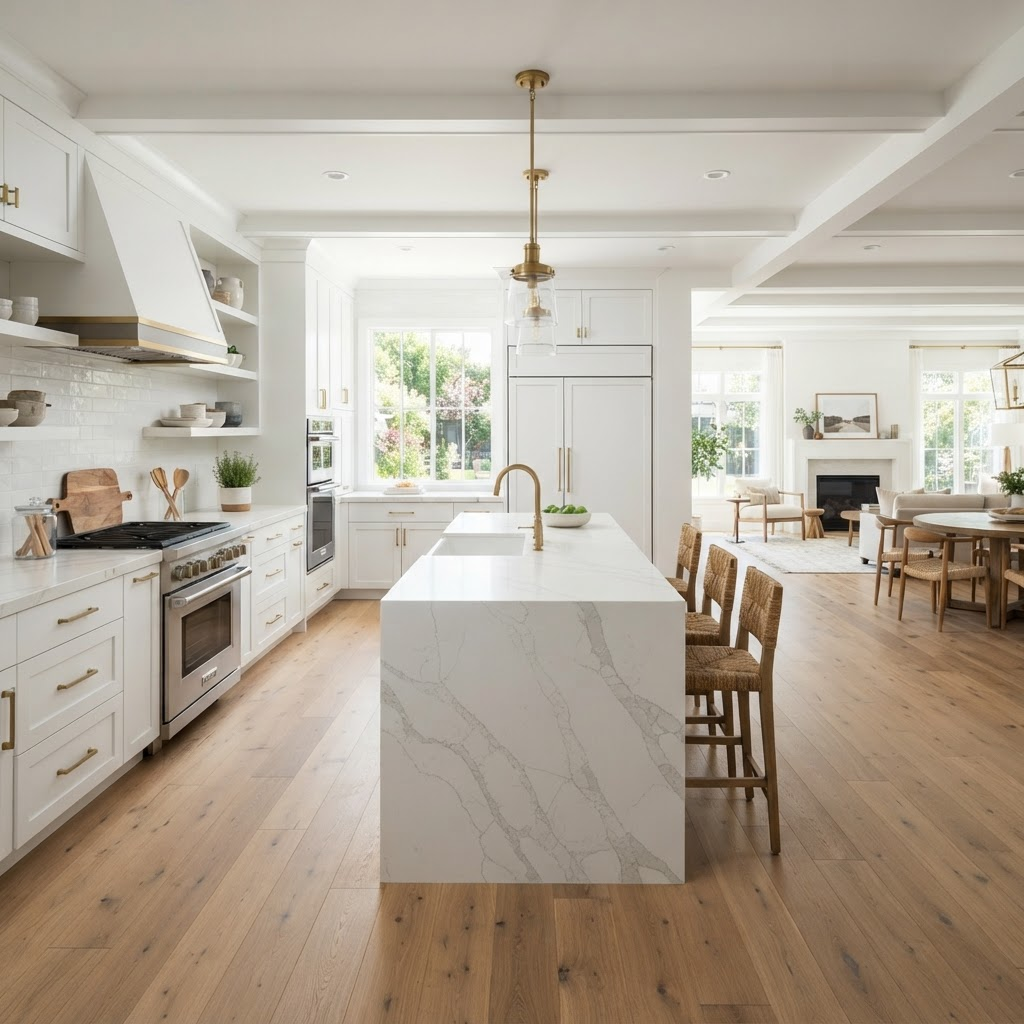 Modern white kitchen after renovation in Bridgeland, Calgary